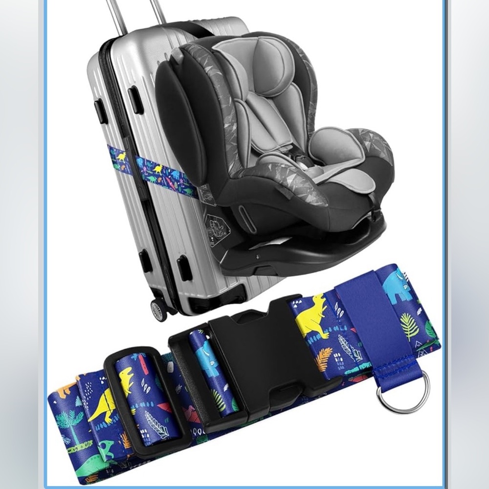 NEW Slohif Car Seat Luggage Strap for Suitcases Airport Stroller‎ Strap-Dinosaur